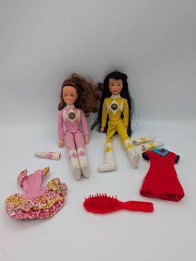 Mighty Morphin Power Rangers Dolls Outfit Kimberly Trini 1994 Pink Yellow Ranger